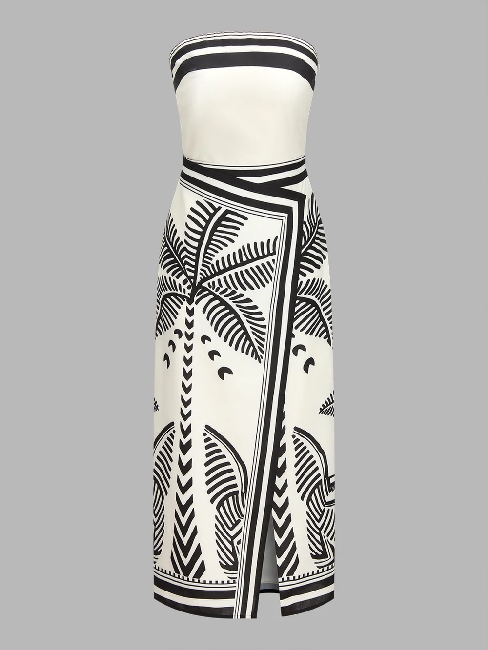 127 Palm Tree Print Strapless Wrap Maxi Dress NWT - Picture 2 of 5